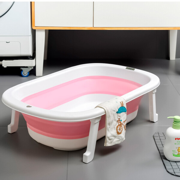 Baño Plegable Termómetro + Colchón Bebé Baby Antideslizante Color Variante Rosado