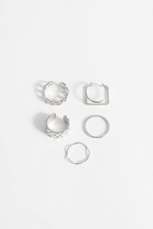 Set anillos metalicos plateado