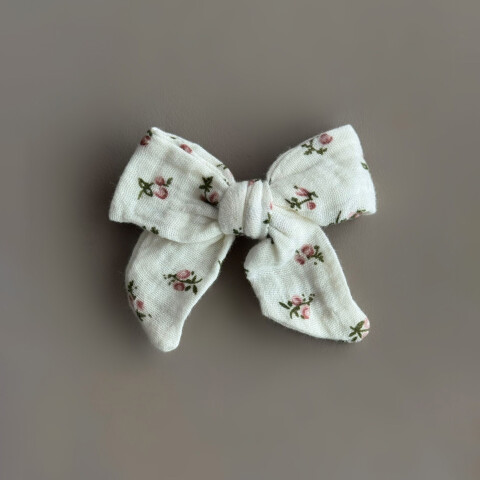 Moña Gasa De Algodón Floral Con Pinza