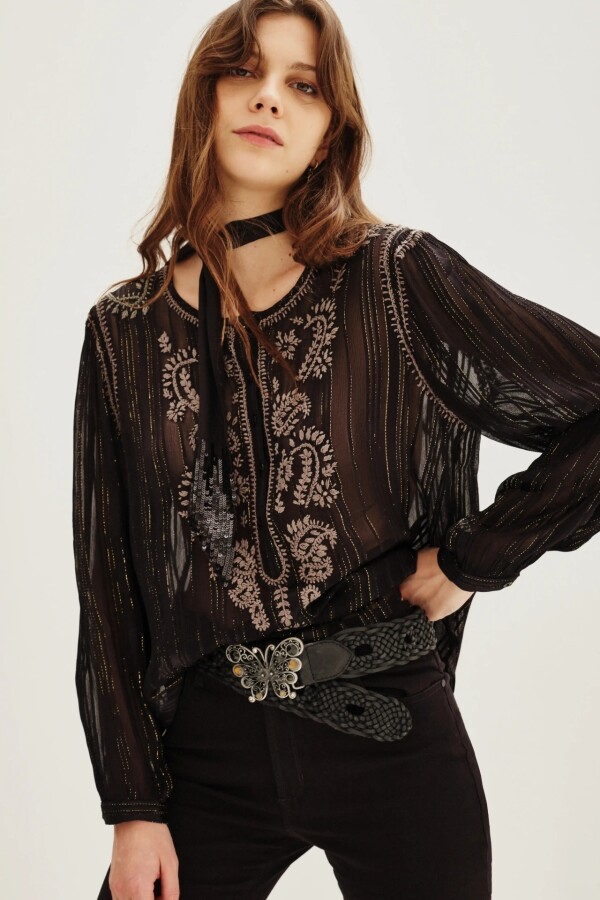 Camisa Gandha Lurex Negro