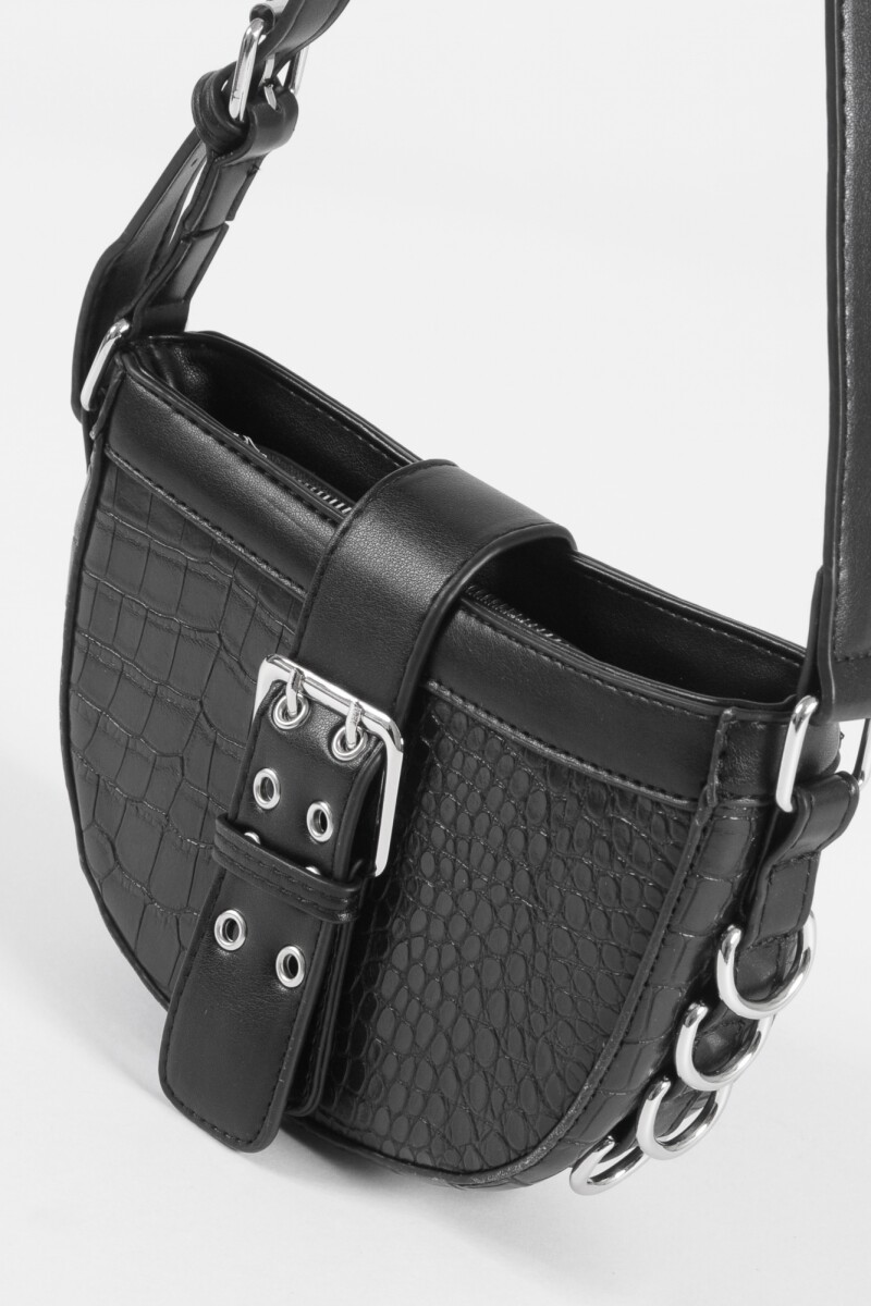 Bandolera croco hebilla negro