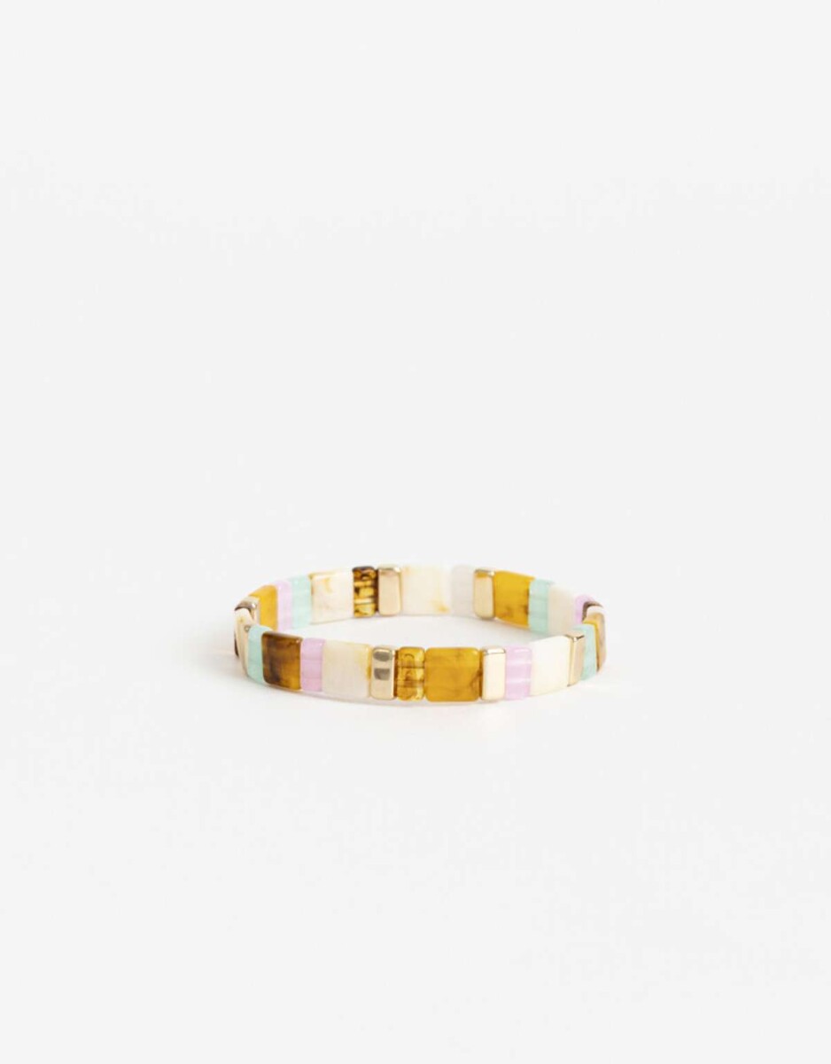 Pulsera Elástica Beads Resina - Combinacion Multicolor 