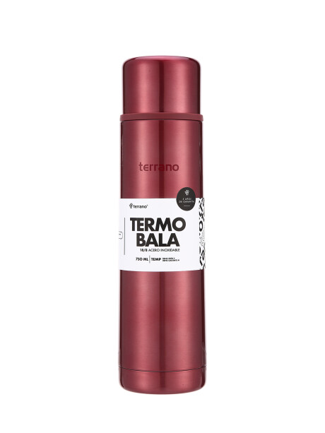 Termo Bala 750ML Metalizado Rojo Metalizado