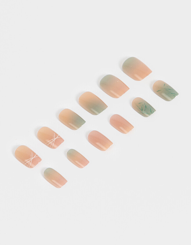 Nail Art Uñas Postizas Gelly Cuadradas - Combinacion Multicolor