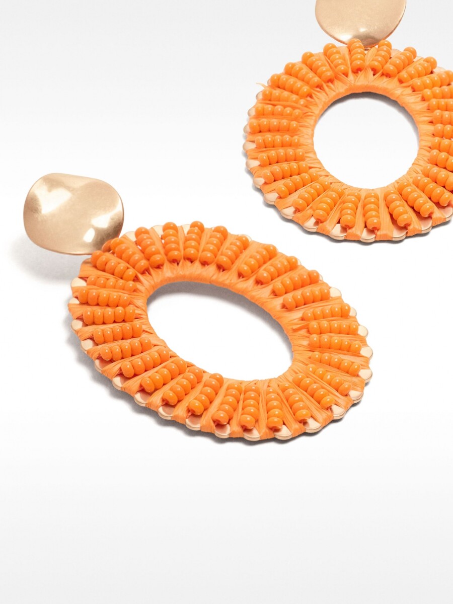 Pendientes Maxi Con Cuentas naranja