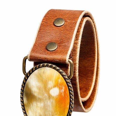 Cinto Cuero crudo y guampa Ovalado