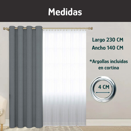 Set x2 Cortina Blackout 140x230 Cm Living Dormitorio Gris Gaspeado Oscuro