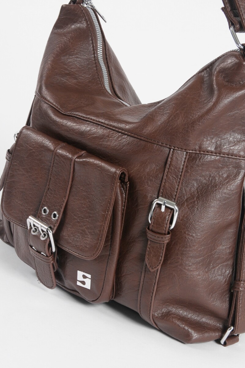 Hobo mochila con hebilla marrón