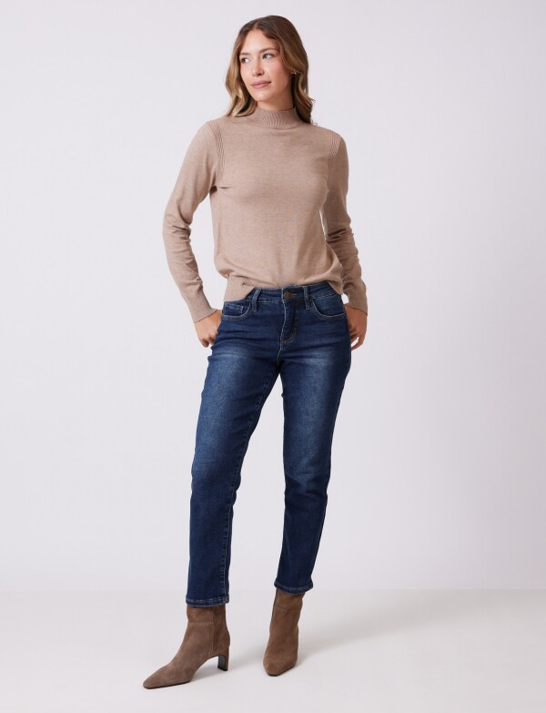 Jean Mom Slim JEAN OSCURO