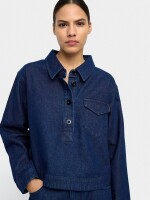 Camisa Denim Con Bolsillo azul