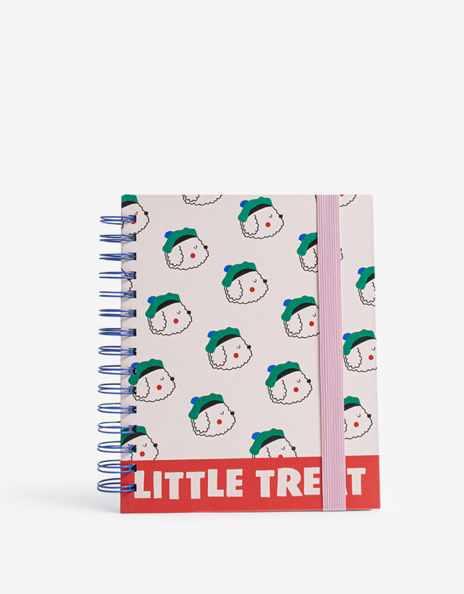 Cuaderno Anillado Tapa Dura Estampado, Con Elástico Rosa. Cuenta Con 140 Hojas: 70 Rayadas, 70 Cuadr 