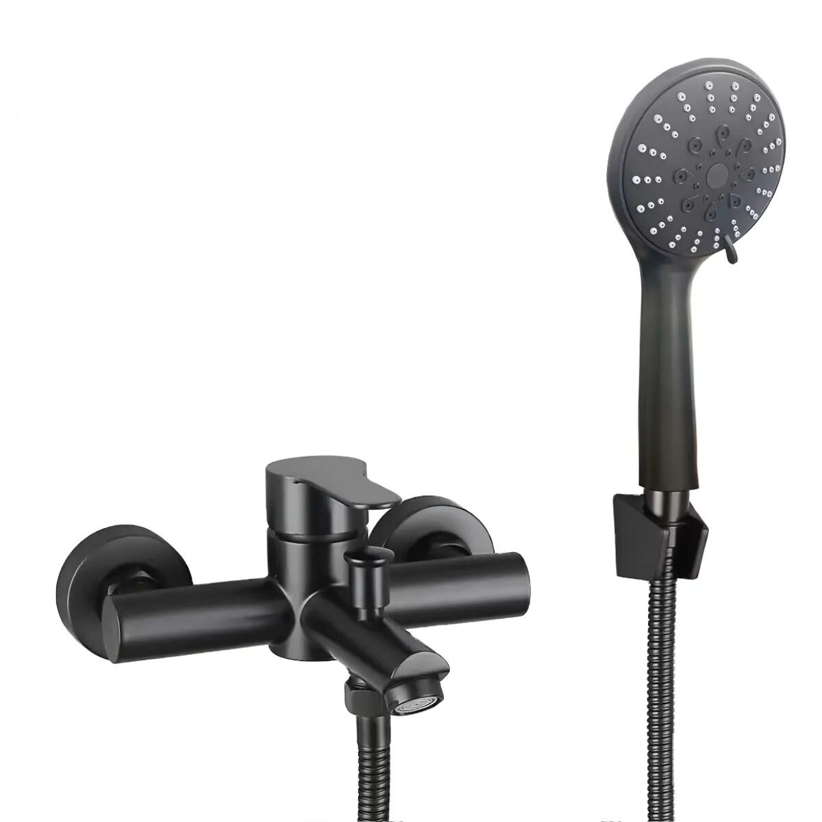 Grifería De Ducha Monocomando Con Transferencia Milano Slim Negro Mate 