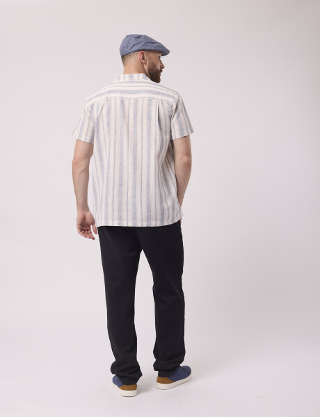 Camisa mc rayada azul