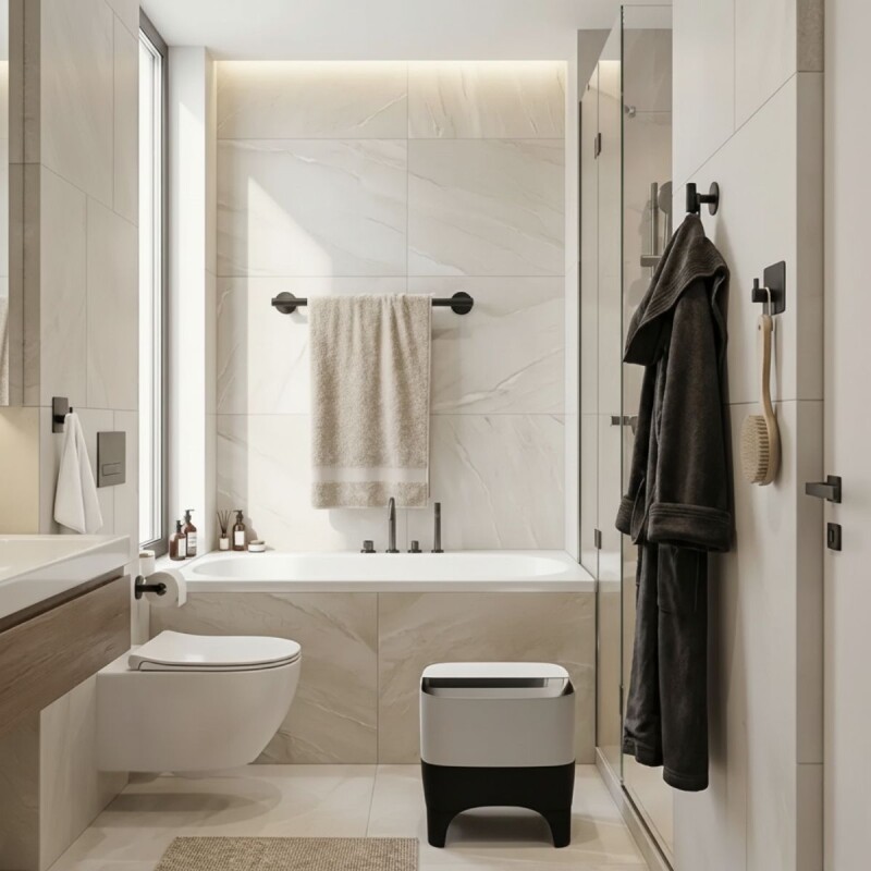 Kit 5 Accesorios Baño Completo 5 Pcs Acero Inox Premium Negro Kit 5 Accesorios Baño Completo 5 Pcs Acero Inox Premium Negro