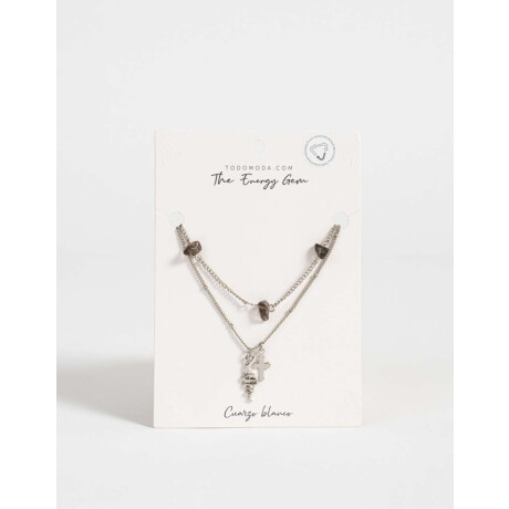 Cadena Corta Con Piedra Natural Plateado