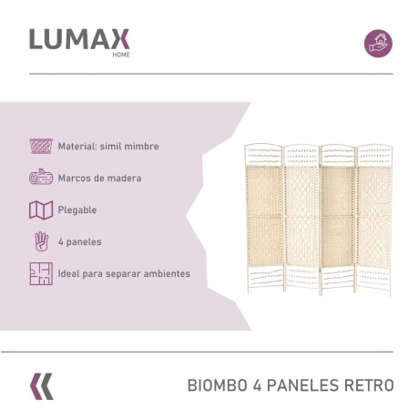 Biombo separador de rattan 1.8 mts Beige