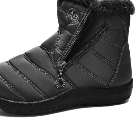 Bota De Abrigo Mujer Corderito Impermeable C/cierre Negro