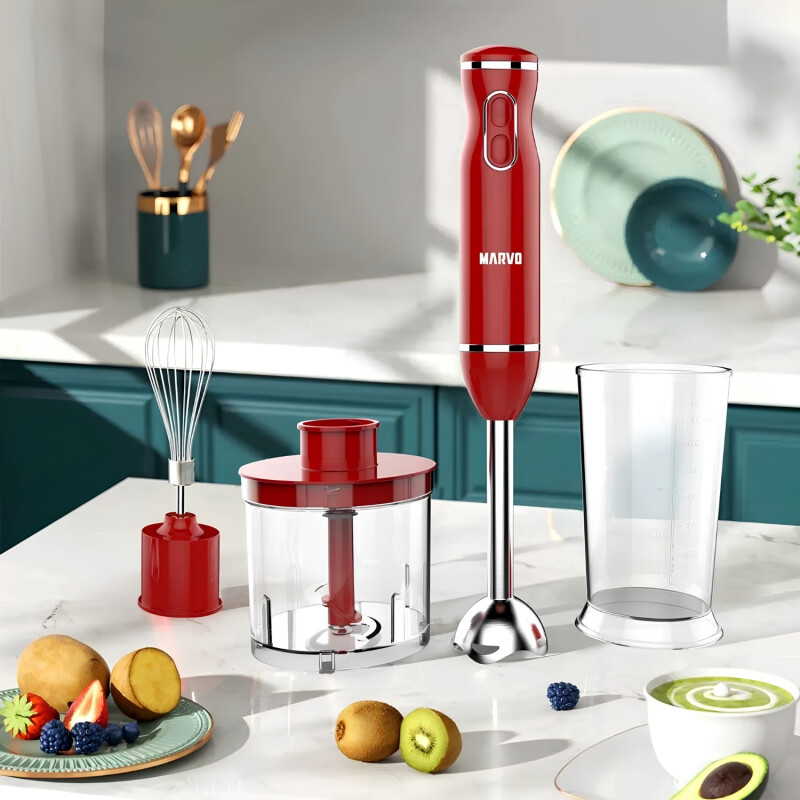 Mixer Marvo Acero Inoxidable 2 Velocidades C/ Accesorios Rojo Mixer Marvo Acero Inoxidable 2 Velocidades C/ Accesorios Rojo