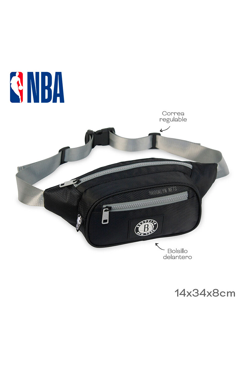 Riñonera nylon doble cierre Brooklyn Nets - NBA Negro
