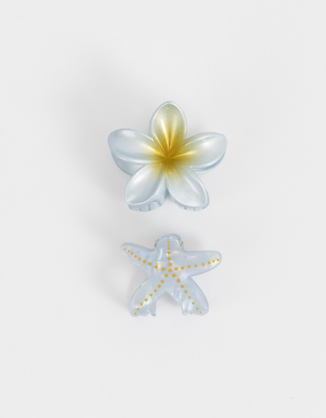 Broches Sets Hawaianas Set De Broches Flor Hawaiana - Azul Celeste