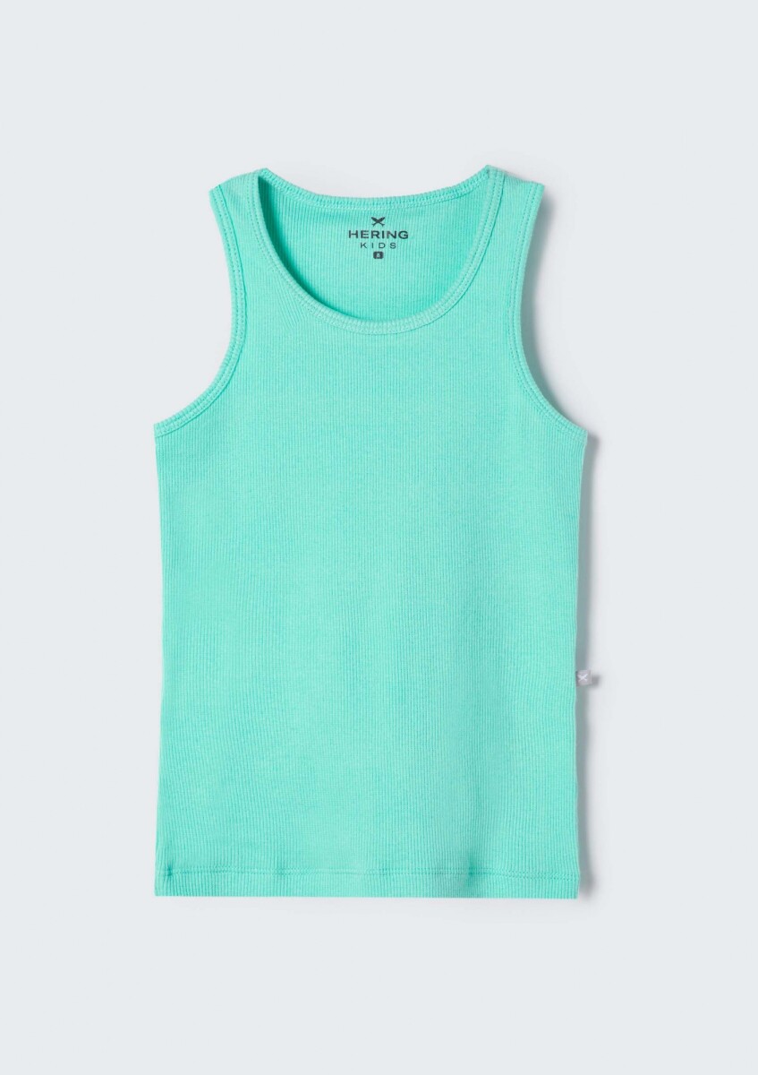 MUSCULOSA BÁSICA INFANTIL EN TELA CANALADA - CELESTE 