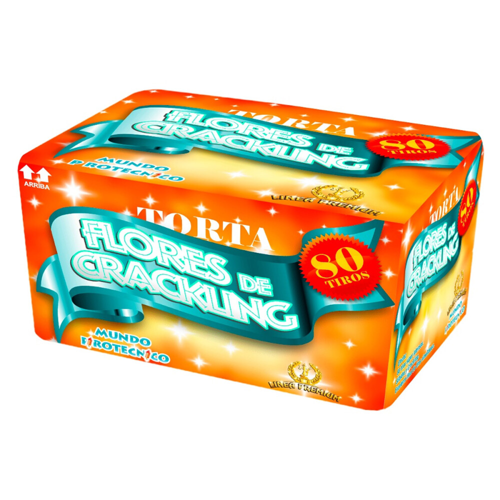 TORTA FLORES DE CRACKLING MUNDO PIROTECNICO 80 Tiros TORTA FLORES DE CRACKLING MUNDO PIROTECNICO 80 Tiros