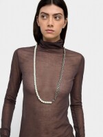 Collar Conversible De Eslabones Y Perlas plateado