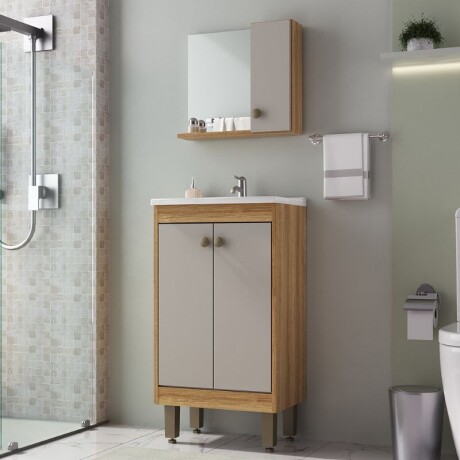 MUEBLE DE BAÑO 45 CM CON MESADA Y ESPEJO - MIEL/FUME MUEBLE DE BAÑO 45 CM CON MESADA Y ESPEJO - MIEL/FUME