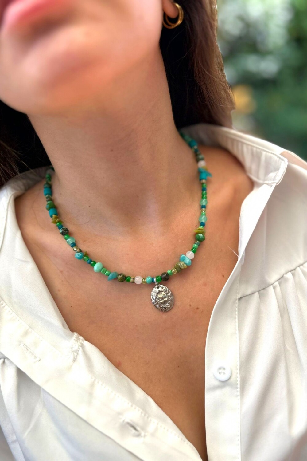 Multi Crystal Escudo Verde Agua