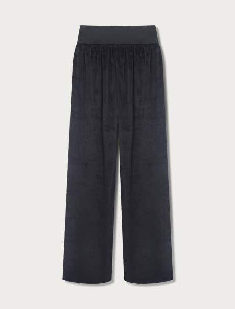 PANTALÓN DE PIERNA ANCHA EN TEJIDO AFELPADO - NEGRO NEGRO