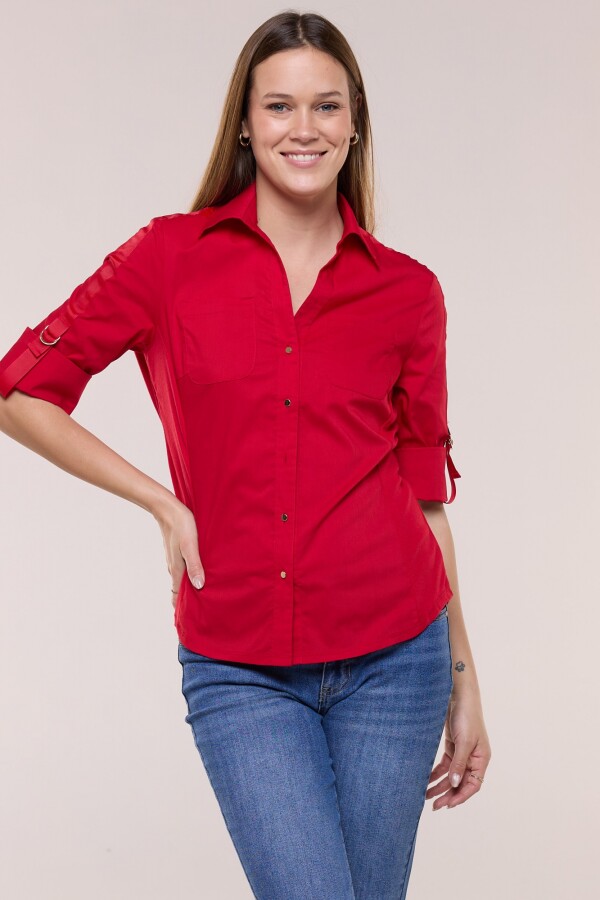 Camisa Algodón Con Laterales Elastizados ROJO