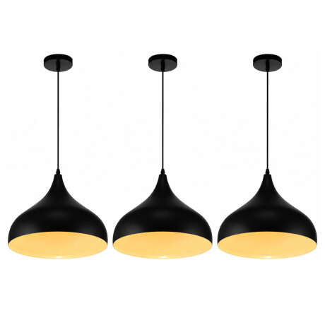 Pack X3 Lámparas Colgantes Nórdica Metal E27 Diseño Moderno Negro