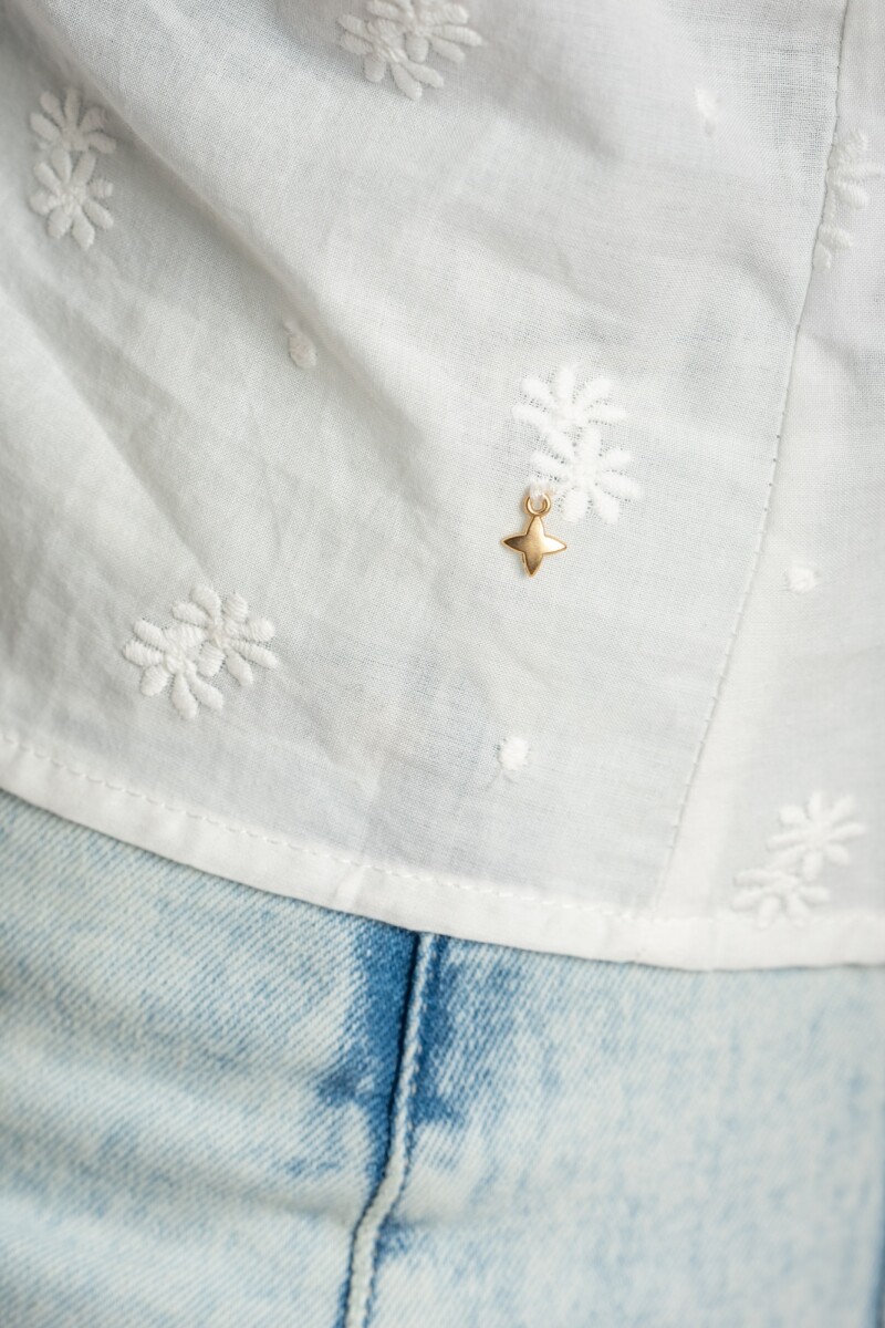 Blusa Bordada Frunces Nacar