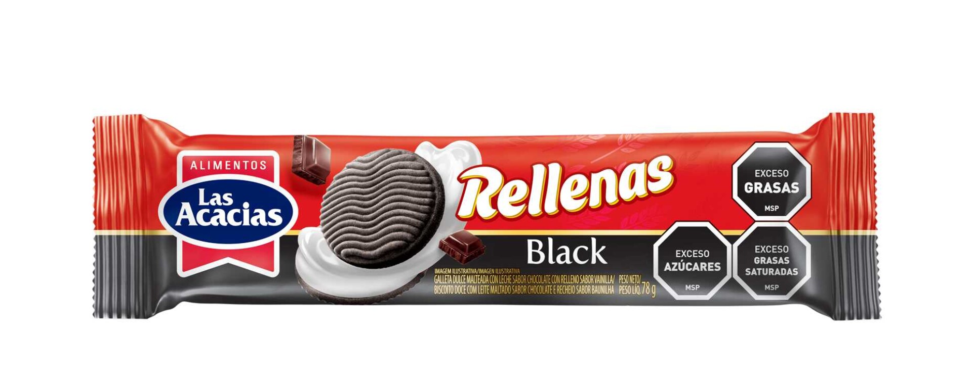 GALLETA RELLENA LAS ACACIAS 78G BLACK 