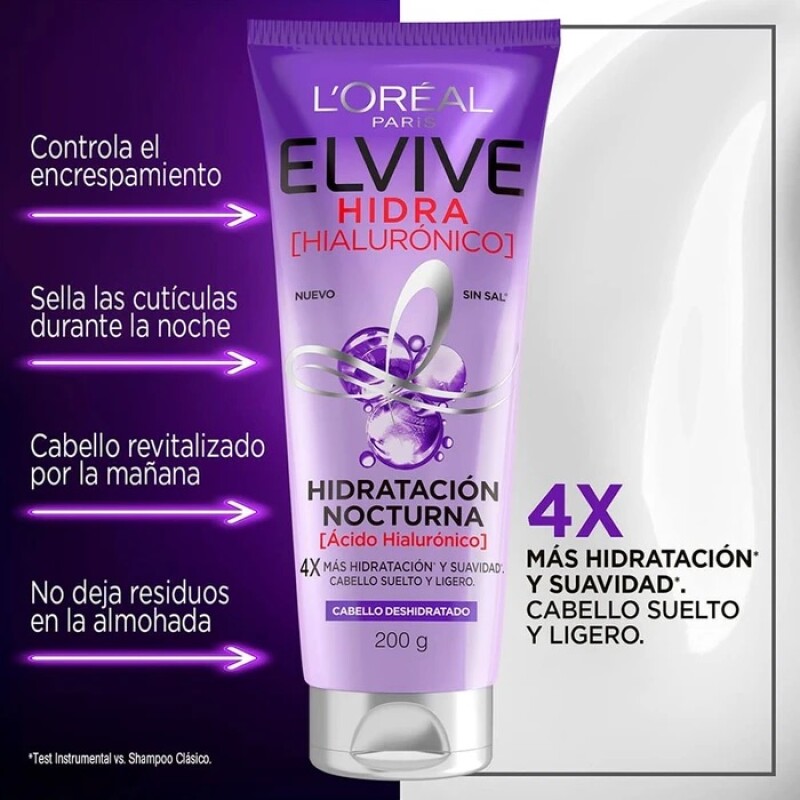 Crema Nocturna para Cabello Elvive Hidra Hialurónico 200ml Crema Nocturna para Cabello Elvive Hidra Hialurónico 200ml
