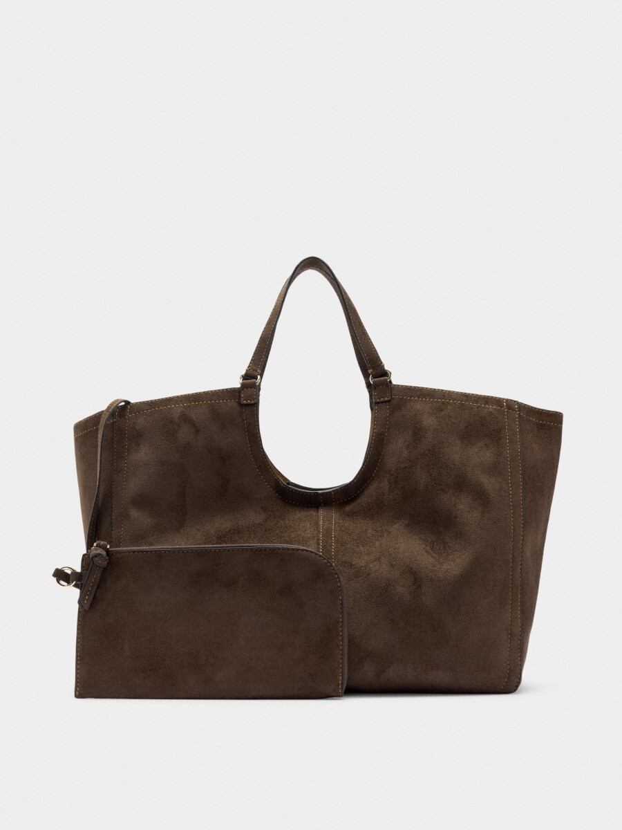 Bolso Shopper Efecto Piel Con Bolsa marron