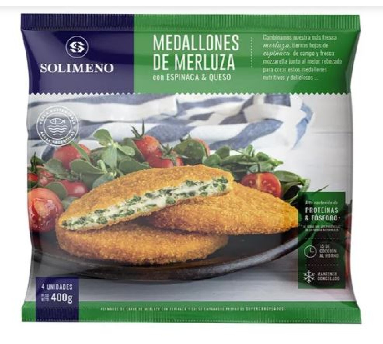 Medallones de Merluza, Espinaca y Queso 400Grs 
