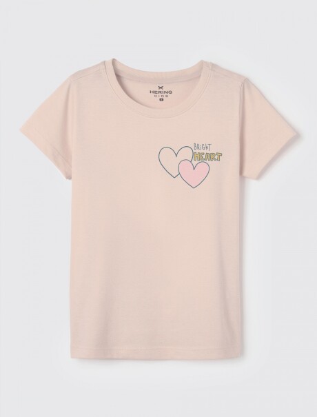 CAMISETA DE NIÑA MANGA CORTA ESTAMPADA ROSA
