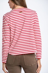 Remera Rayada Algodón Elastano Rojo