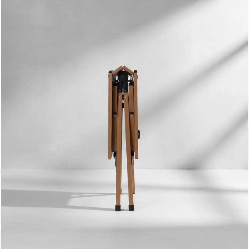 Mesa Portátil Plegable Exterior Camping Acero Símil Madera Beige