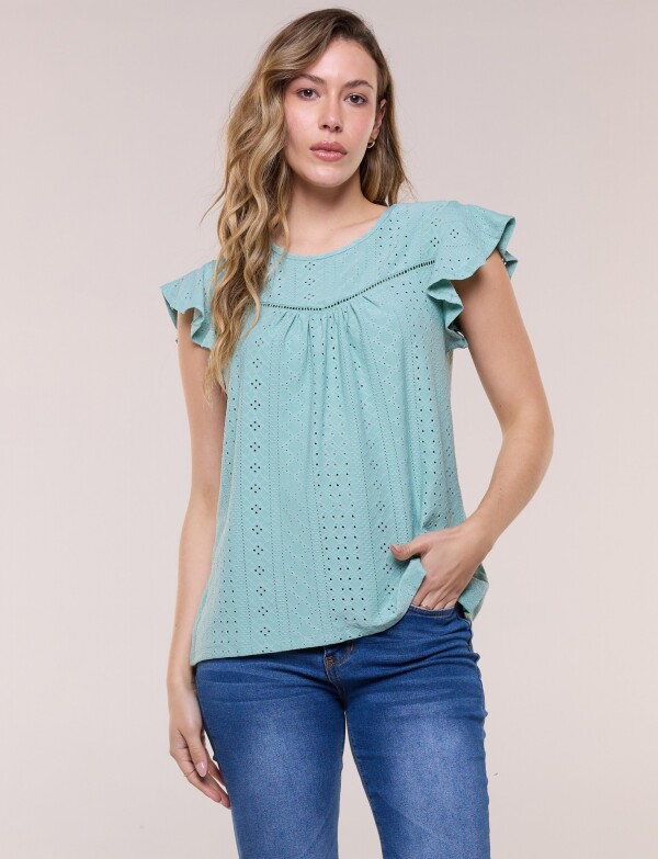 Blusa Broderie VERDE AGUA