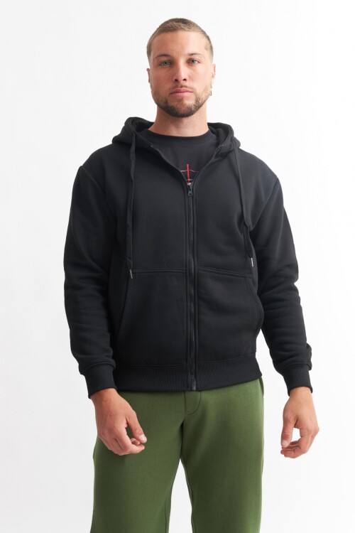 Campera con capucha y bolsillo NEGRO
