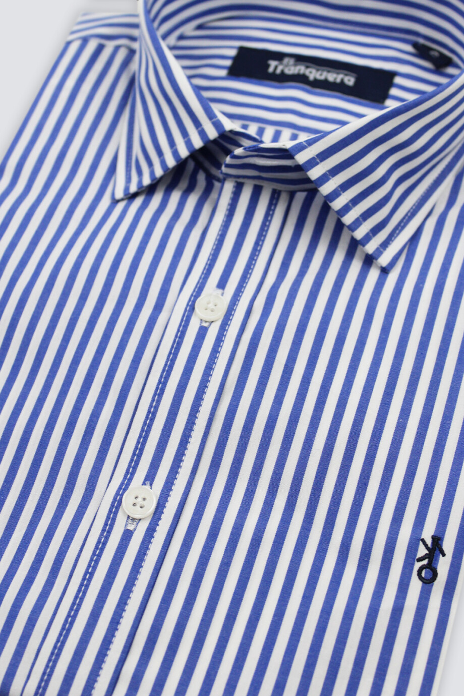 Camisa de Hombre Premium Cuello s/Botones Raya Azul 1