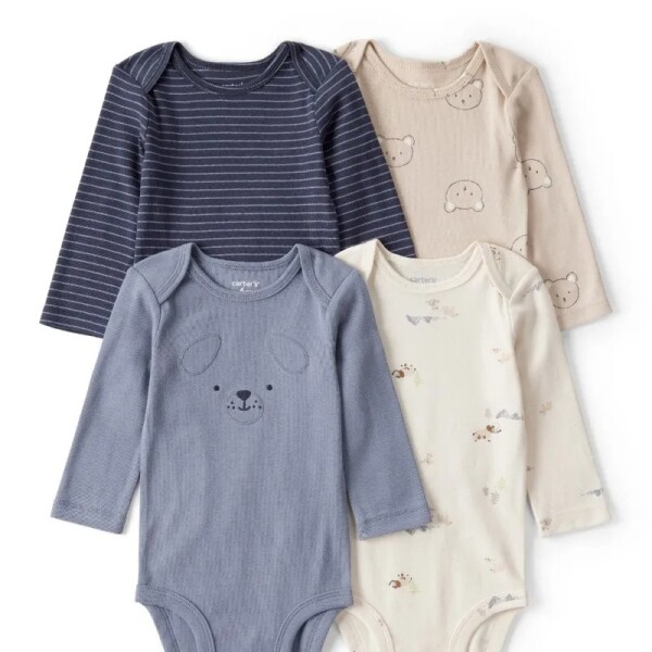 Set x4 bodies manga larga oso celeste Carters Set x4 bodies manga larga oso celeste Carters