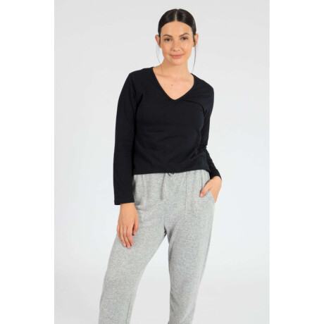 Remera básica algodón elastano Negro