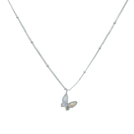 Conjunto de cadena y dije de plata 925 con nácar, MARIPOSA. Conjunto de cadena y dije de plata 925 con nácar, MARIPOSA.