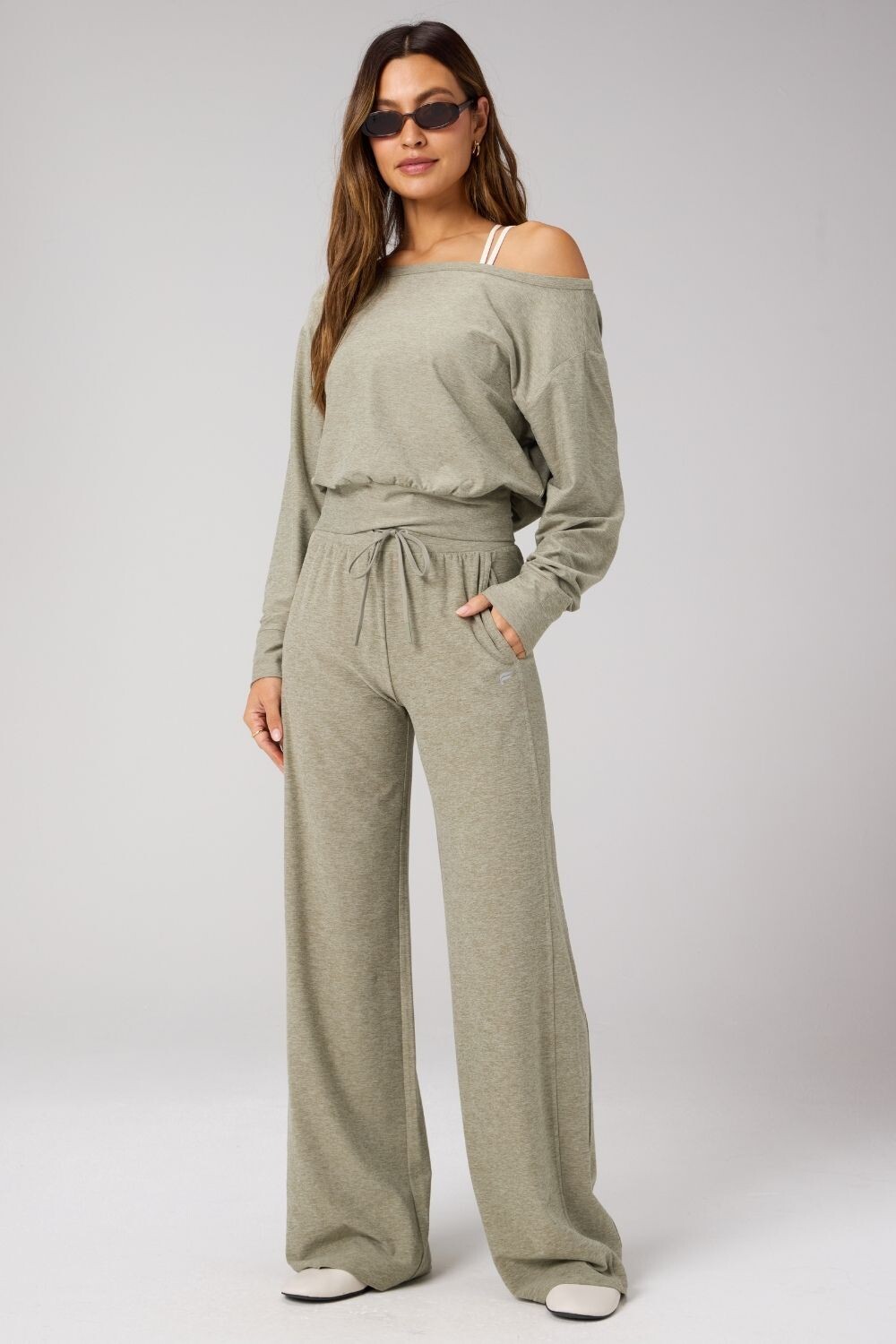 Pantalón Cloud Jersey Wide Leg Pant Mujer Seagrass Heather