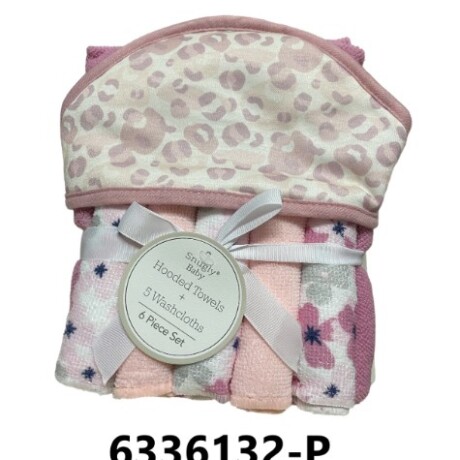 Set toalla + 5 Babitas Diseño Rosa con flores
