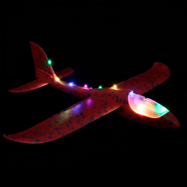 Avion Planeador Cometa Espuma Con Luces Led 48 Cm Lanzable Color Rojo