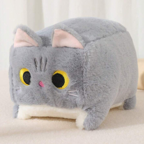 Peluche De Gatito Cuadrado Gris